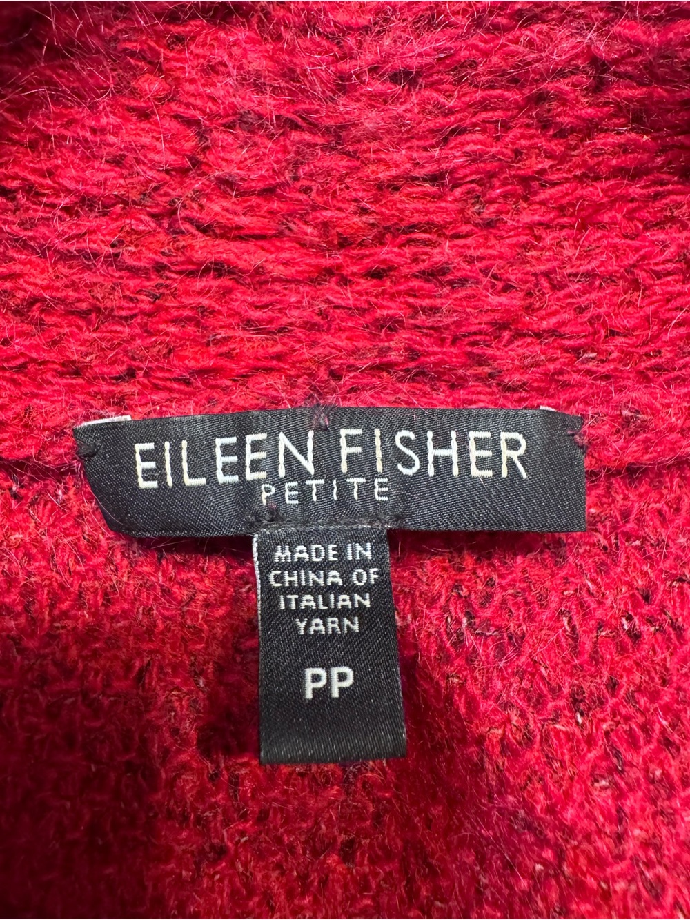 Eileen Fisher Open-Front Wool Cashmere Blend Red Knit Cardigan - Picture 3 of 6